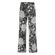 Bloemen Wijde Pijp Broek Jane Lushka , Black , Dames