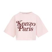 Roze Katoenen T-shirt met Handtekening Kenzo , Pink , Dames