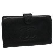 Pre-owned Leather wallets Chanel Vintage , Black , Dames