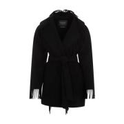 Zwarte Wol Franje Jas Balenciaga , Black , Dames