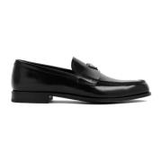 Zwarte Leren Loafers Amandel Teen Prada , Black , Heren