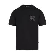 Zwarte Monogram Studs Klassiek T-shirt Palm Angels , Black , Heren