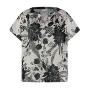 Bloemenprint Zijdeachtige Top Jane Lushka , Black , Dames