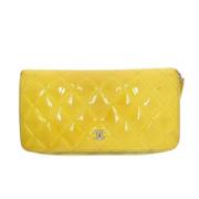 Pre-owned Leather wallets Chanel Vintage , Yellow , Dames