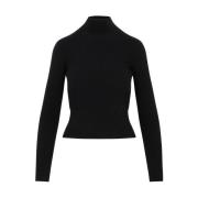 Zwarte Geribbelde Coltrui Sweater Aw23 Patou , Black , Dames