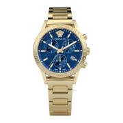 Sport Tech Chronograaf Goud Blauw Horloge Versace , Yellow , Dames