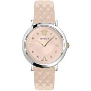 Stijlvol Roze Leren Horloge Versace , Pink , Dames