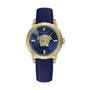 Blauw en Goud V-Code Restyling Horloge Versace , Multicolor , Heren