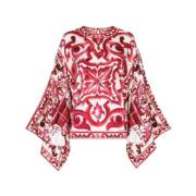 Majolica Print Zijden Blouse Dolce & Gabbana , Multicolor , Dames