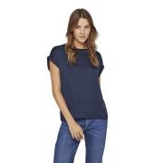 Satin T-shirt met korte mouwen voor dames Vila , Blue , Dames