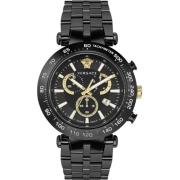 Bold Chrono Zwart Roestvrij Stalen Horloge Versace , Black , Heren
