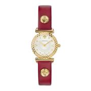 Mini Vanity Leren Horloge Rood Goud Versace , Multicolor , Dames