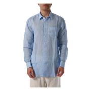 Casual Linnen Overhemd met knoopsluiting 120% Lino , Blue , Heren