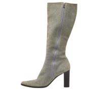 Pre-owned Leather boots Prada Vintage , Gray , Dames