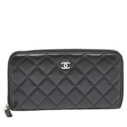 Pre-owned Leather wallets Chanel Vintage , Black , Dames