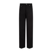 Zwarte Zijde Wol Jeans Wijde Pasvorm Rick Owens , Black , Heren