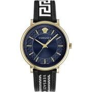 V-Circle Blauw Wijzerplaat Goud Horloge Versace , Yellow , Heren