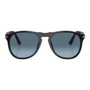 Zwarte Aviator Zonnebril met Blauwe Lenzen Persol , Black , Heren