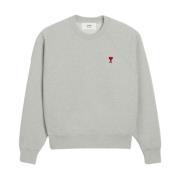 Grijze De Coeur Sweatshirt Katoen Geborduurd Ami Paris , Gray , Heren