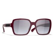 Burgundy Frame Gray Gradient Zonnebril Chanel , Brown , Unisex