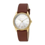 Elegant Clara Leather Watch with Crystals Esprit , Yellow , Dames