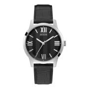 Quartz Leren Horloge Campbell Model Guess , Black , Heren