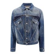 Denimjack met contrasterende inzetstukken Alexander McQueen , Blue , H...