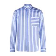Blauw en wit paneeloverhemd met verticale strepen JW Anderson , Multic...