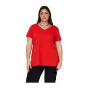 Bonnie Life V-hals T-shirt Only Carmakoma , Red , Dames