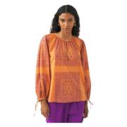 Katoenen voile print blouse Nalii Antik Batik , Multicolor , Dames