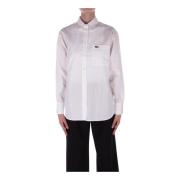 Logo Front Button Shirt Lacoste , White , Dames