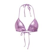 Glanzende Driehoek Bikini Top Only , Purple , Dames