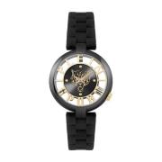 Tiger Luxe Zwart Goud Horloge Plein Sport , Black , Dames