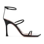 Zwarte Lakleren Stiletto Sandalen Amina Muaddi , Black , Dames