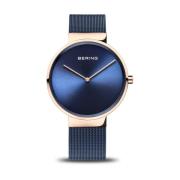 Klassiek Milanaise Blauw Quartz Horloge Bering , Blue , Dames