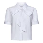 Witte Katoenen Poplin Blouse met Strik Halsstrik Thom Browne , White ,...