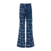 Patchwork Wide Leg Jeans Andersson Bell , Blue , Heren