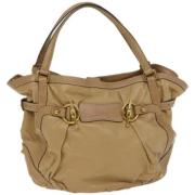 Pre-owned Leather totes Gucci Vintage , Beige , Dames