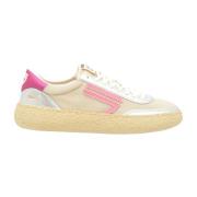 Witte stoffen sneakers met zilveren en fuchsia details Puraai , Multic...