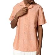 Bowling Shirt in Katoen/Linnen Mix Clean Cut , Orange , Heren