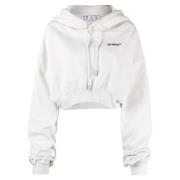 Tijdloze witte crop hoodie met kenmerkend logo Off White , White , Dam...