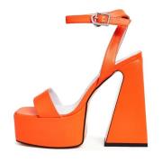 Elegant Orange High-Heeled Sandals Cesare Gaspari , Orange , Dames