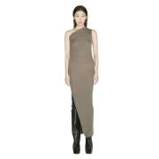 Ribgebreide Maxi Jurk Rick Owens , Gray , Dames