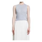 Grijze Gebreide Shell Top met Schouder Vent Thom Browne , Gray , Dames