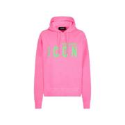Neon Groene Hoodie Iconische Cool Fit Dsquared2 , Pink , Dames