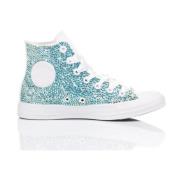 Handgemaakte Lichtblauw Witte Sneakers Converse , Blue , Dames