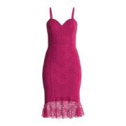 Fuchsia Macramé Midi Jurk Guess , Pink , Dames