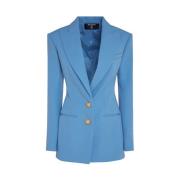 Blauwe Wollen Blazer Jas Balmain , Blue , Dames