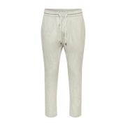 Gestreepte Linus Crop Broek voor Mannen Only & Sons , Beige , Heren