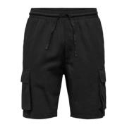 Linnen Cargo Shorts voor Mannen Only & Sons , Black , Heren